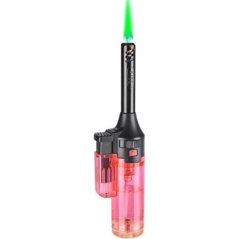 Briquet torche à flamme verte - rouge - jais rechargeable au butane coupe-vent - pour cuisine-extérieur- grill - sans gaz butane (1/3)