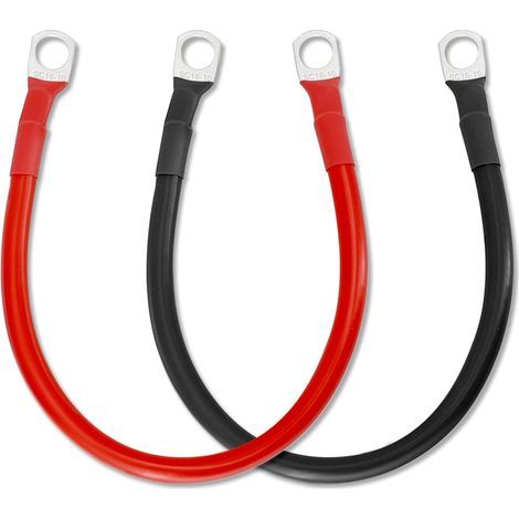 Autobatteriekabel 30 cm 2 Stück, 16 mm²/5 AWG Batteriekabel 12 V mit Klemmen SC16-10, Kupferdraht-Autobatteriekabel für Pkw und Lkw (30 cm) (1/5)