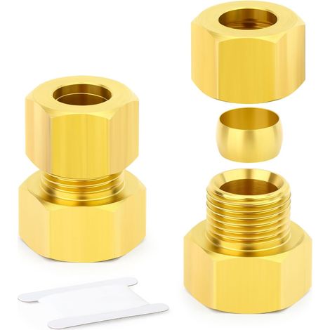 2 pièces raccords de tuyaux à compression en laiton, diamètre extérieur du tube 6 mm x raccord droit à compression femelle 1/4" BSP (1/5)