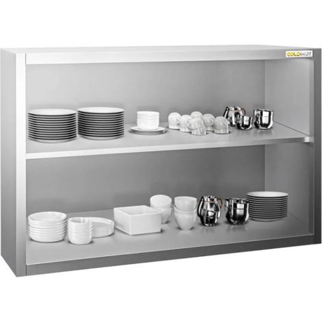 Placard mural inox 1200x400 mm - Hauteur 1000 mm ouvert PREMIUM - GOLDINOX (1/4)