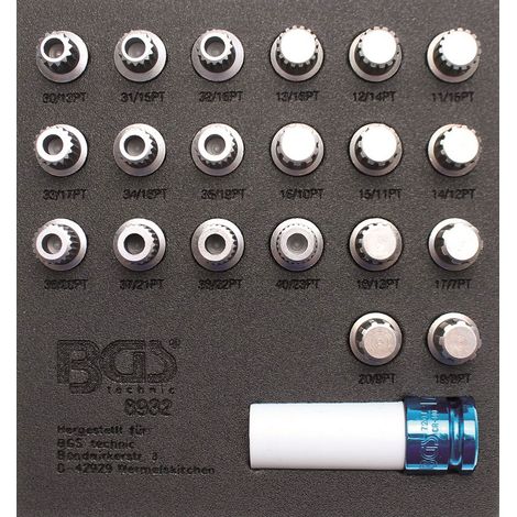 Bgs Technic – Coffret extracteurs d'écrous antivol BMW – 21 pièces – Douille à choc 1/2 – Protection jantes – Extraction rapide écrous bloqués