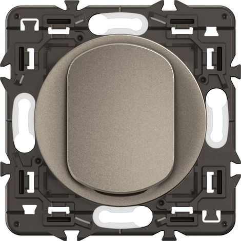 Legrand - Interrupteur lumineux Céliane 10AX - Enjoliveur Titanium, support et voyant