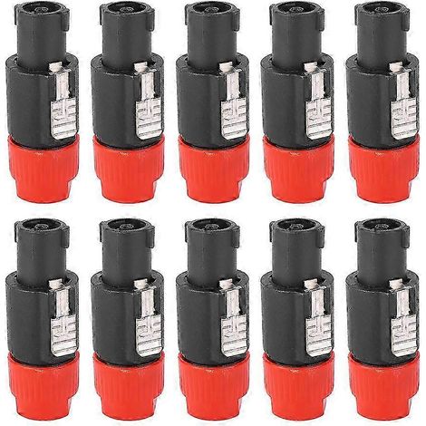 Connecteur Speakon NL4FC 4 broches étanche pour câble enceinte, lot de 10, rouge, prise mâle professionnelle audio. (1/3)