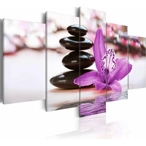 Tableau orchidée, pierres et zen - 200 x 100 cm (1/4)