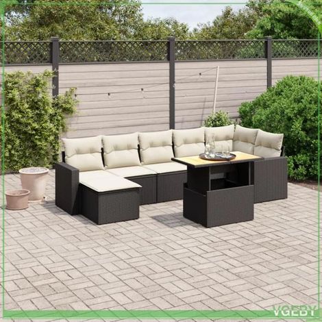 Salon de jardin - FAF7291712424069 - Résine tressée noir - Dessus de table réglable - 8 places (1/3)
