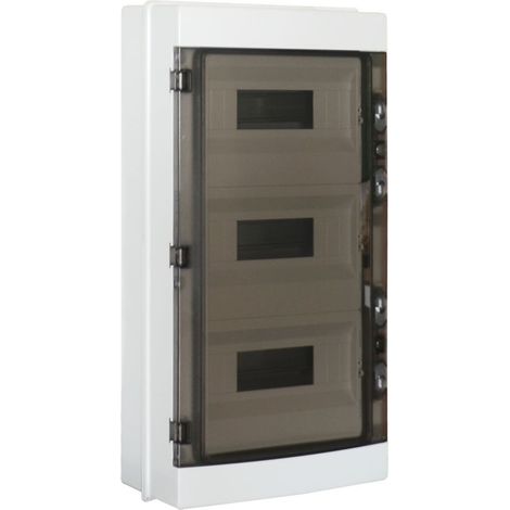Panneau de commande mural étanche ETTROIT 36 modules, IP65, gris RAL 7035, avec porte transparente fumée - DB120936