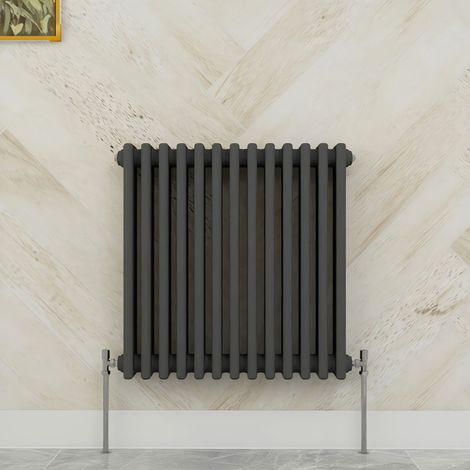 SKY Bathroom 600x605mm 3 Column Radiator Horizontal Anthracite Traditional Column Radiator