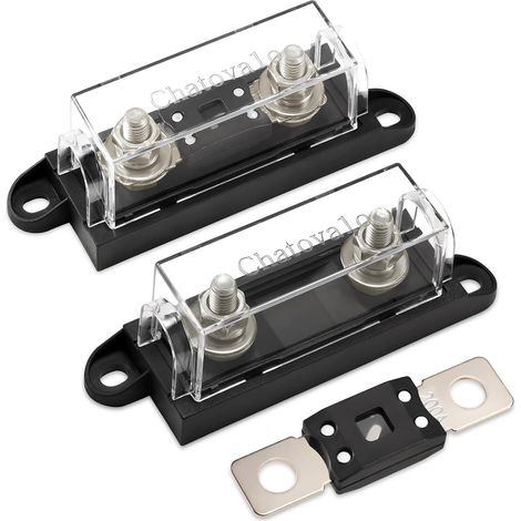 Porte-fusible avec Fusible 60A, 12V/24V/48V DC, pour Batterie, Camping-car, Bateau, Solaire et Convertisseur, Lot de 2 (1/5)