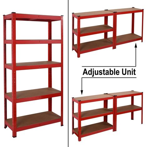 180x90x40cm Heavy Duty 5 Tier Boltless Shelving Unit Warehouse Garage Utility Home Storage Rack, Adjustable - Can be split to create 2 seperate Shelf Units  (1/4)