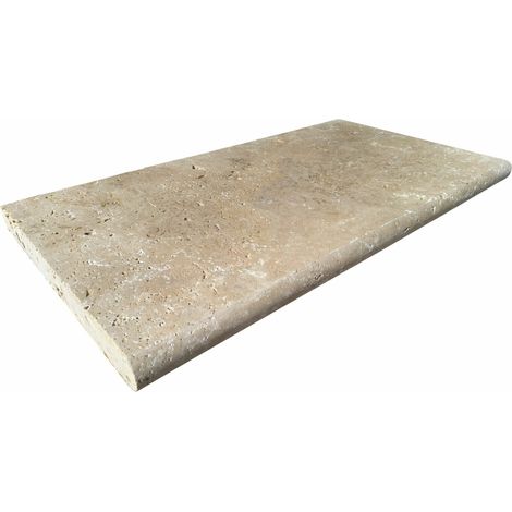Margelle 3cm Travertin Premier choix - Mix Beige - Vieilli - 33x61x3cm BR - Vendu à la pièce