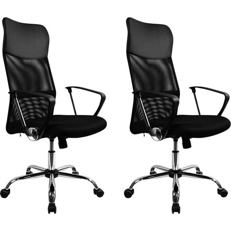 DASCK - Pack de 2 Sillas de Oficina DASCK – Ergonómicas con Respaldo de Malla, Base Cromada y Reposabrazos Fijos