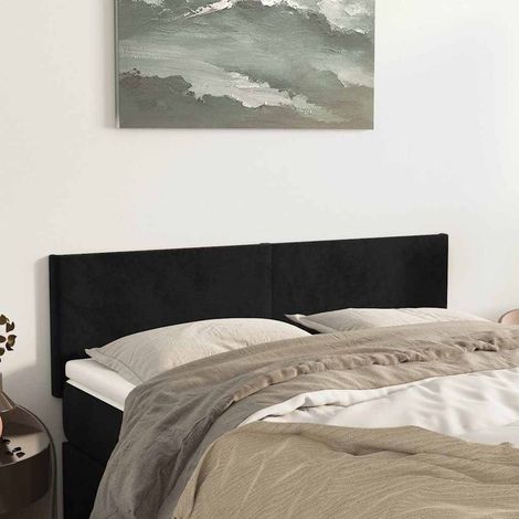 vidaXL Cabeceros terciopelo negro 144x5x78/88 cm (1/5)