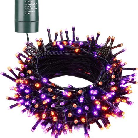 Guirlande lumineuse d'Halloween 20 m Orange et violet Étanche Pour l'intérieur et l'extérieur Décoration (1/5)