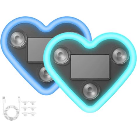 Dos luces ambientales inalámbricas con forma de corazón, alimentadas por energía solar, para la decoración del interior del coche. (1/5)