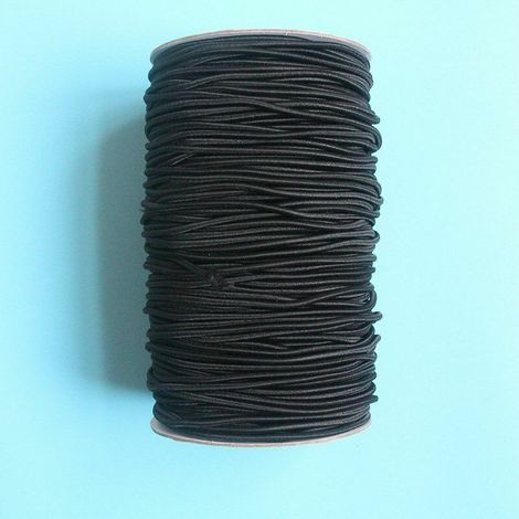 royaluxe -Corde Corde élastique pour bricolage noir Corde, larg 2.3MM (1/3)