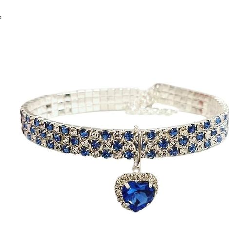 Collier pour animaux de compagnie avec diamants, pendentif cœur élastique en cristal et diamant ajustable, bijou pour chat, chien ou petit animal de compagnie (l) (1/4)