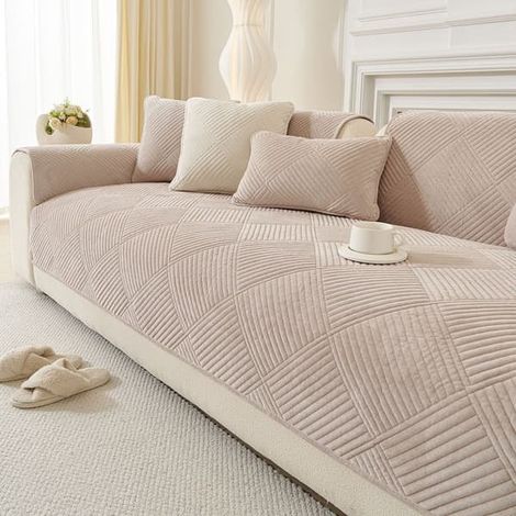 Housse de canapé de luxe - Housse pour canapé 2/3/4 places, Protection de canapé, Antidérapante - Housse de canapé - Couverture de canapé - Canapé d'angle, Housse de canapé - Kaki - 90 x 210 cm (1/5)