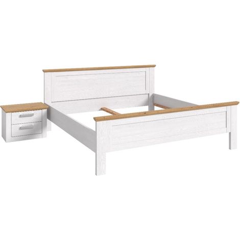 Verona Schlafzimmer-Set Bett 180x200 cm, 1 Nachttisch sibirische Lärche Dekor, Eiche Dekor. (1/3)
