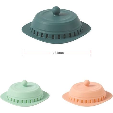 Lot de 2 couvercles de drain en silicone – Filtre anti-odeur à pression – Pour cuisine et salle de bain – Rose (1/5)