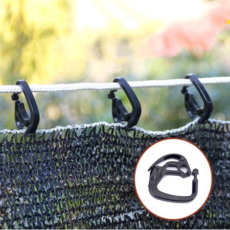 Gartennetzclips – Pflanzenstütze mit 50 schwarzen Clips für Rankgitter und Kletterpflanzen – Robuste Klemmen für Beschattungssysteme