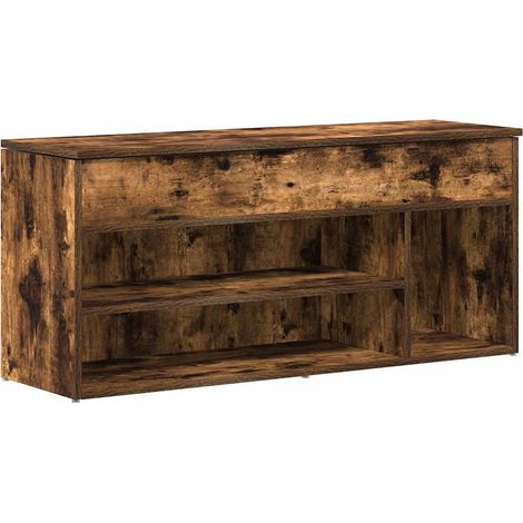 Banc à chaussure Meuble à chaussures chêne fumé 102x30,5x45 cm bois d'ingénierie (1/5)