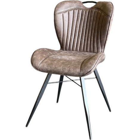 Mala Dining Fabric Chair with Metal Legs (Set of 2) - Brown/Black - Assembly Required