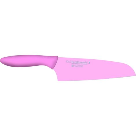 KAI Pure Komachi 2 Santoku 15 cm lunghezza lama - acciaio al carbonio inossidabile 53 HRC - rivestimento antiaderente con manico in polipropilene - colore litchi - coltello da cucina giapponese (1/3)