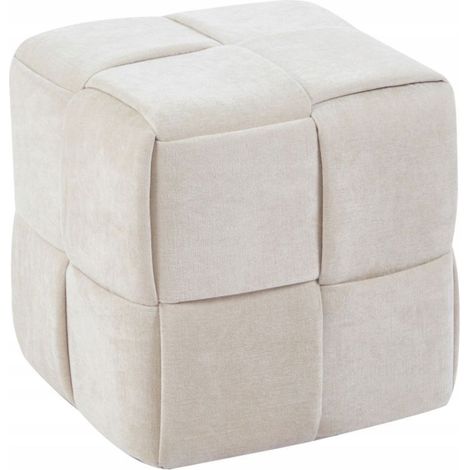 Beigefarbener Pouf, gewebter Stoff, MALOY SEAT, POUF, FUSSSTÜTZE, 38 x 38 cm
