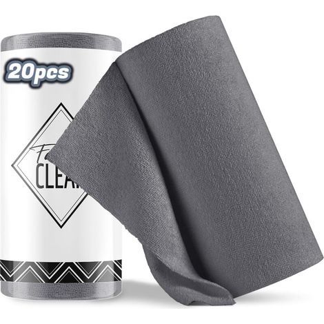Microfiber cloths – 20 pieces per roll, detachable, reusable and lint-free microfiber cloths, 25 x 25 cm (dark grey) (1/5)