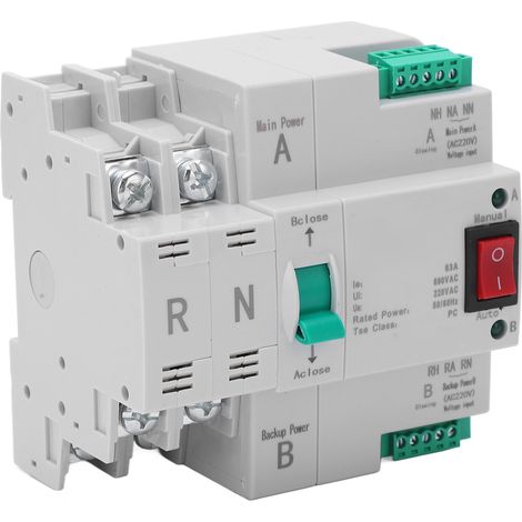 Commutateur transfert automatique double alimentation 2P rail DIN commutation rapide inverseur électrique 220V AC (1/5)
