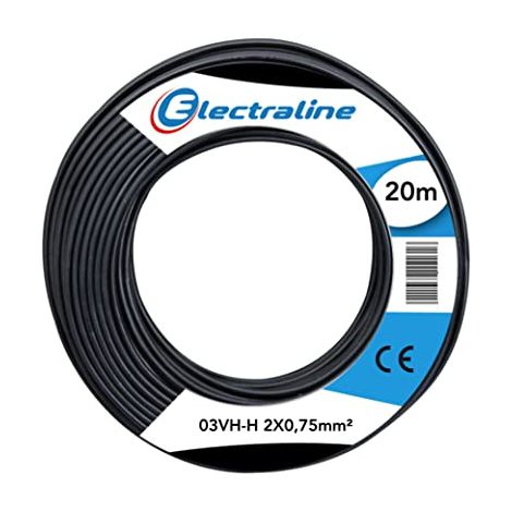 Electraline 10694 Piattina Divisibile 03VH-H, Sezione 2x0.75 mm, 20 mt, Nero (1/3)