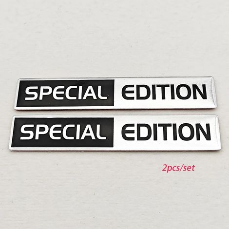 (Édition spéciale argent et noir) - Lot de 2 emblèmes autocollants 3D en aluminium, édition limitée/spéciale, pour voitures et motos (Audi, Honda, Opel, Toyota, Mercedes, Mazda). (1/5)