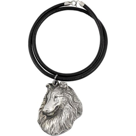 Collie a pelo lungo - collana con ciondolo placcato in argento per gli amanti dei cani, gioiello unico di Art-Dog (1/5)