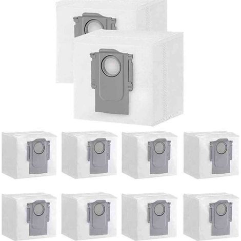 Lot de 10 sacs à poussière pour Xiaomi Roborock S7 Max Ultra / S7 Pro Ultra / Q7+ / Q7 Max+ / Q5+ Station d'aspiration robot aspirateur 3 l grande capacité Sac de rechange jetable,Filtre Brosse