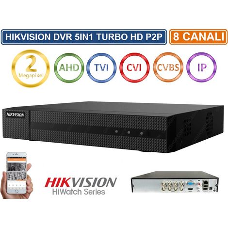 HIKVISION HWD-5108M DVR 5IN1 AHD CVI TVI CVBS IP 8 CH CANALI UTC 2 MPX TURBO HD - Capacità Hard Disk: Nessun Hard Disk (1/5)