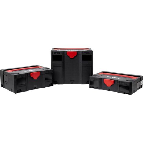 STIER Systainer-Set, 3-teilig, mit Systainer I, II & IV T-Loc, genormtes System, stapelbar, kombinierbar, Ersatzteile verfügbar + Gratis Micro-Systainer