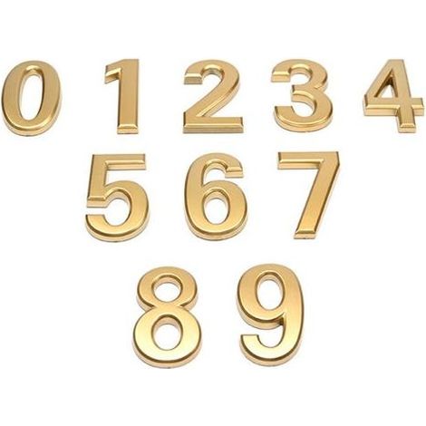 Lntyq Numéro de porte 3D - 70 CM - Plastique premium brossé - Effet OR brillant - Adhésif extra fort - Numéro de porte, rue, maison (1/3)