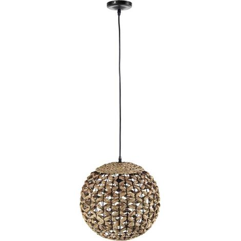 LAMPADARIO TONDO INTRECCIATO IN LEGNO NATURALE 40 CM (1/4)