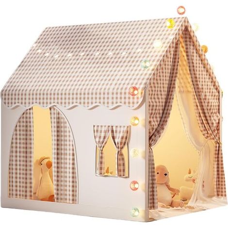 Tente de Jeu pour Enfants,Maison de Jeux pour garçons et Filles,Boutique de Jouets,intérieure et extérieure,en Forme de Maison,idée de Cadeau d'anniversaire Parfaite,Cadeaux de fête,Couleur Khaki (1/5)