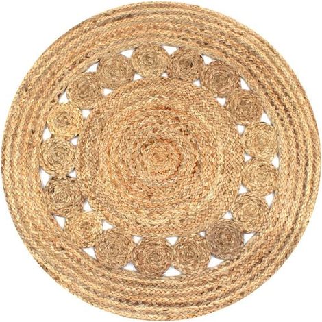 Tapis rond en jute tissé, 90 cm (1/5)