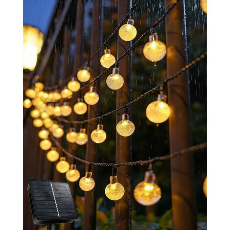 Guirlande Solaire Extérieure, 9 Mètres, 60 Boules Cristal LED, 8 Modes d’Éclairage, Étanche IP65, Blanc Chaud, Idéale pour Jardin, Balcon, Terrasse et Arbres (1/5)