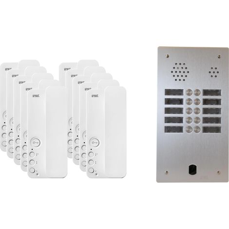 Urmet – Kit interphone 2 rangées avec 10 combinés – Alimentation 230V – Montage encastré – Pour immeubles collectifs – Vision nocturne