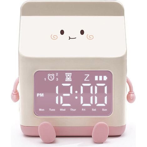 Réveil Enfant Design Biberon/Lait - Pour Filles - Fonction Snooze, Entraînement au Sommeil - Pour École ou Maison