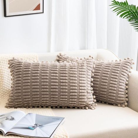 Corduroy cushion covers 30x50 cm – Set of 2 soft and elegant pillowcases for boho style sofa