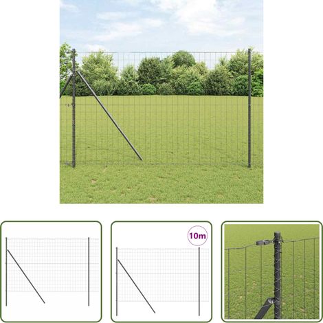 Terrassenzaun - Zaun mit Pfosten Grau 1,5 x 10 m Stahl und PVC (1/5)