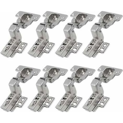 KZQ – Charnières à 110 degrés rentrantes 35mm – Acier nickelé – 8 pièces pour portes de placard et meubles de cuisine – Installation rapide - Applique-8pcs (1/5)