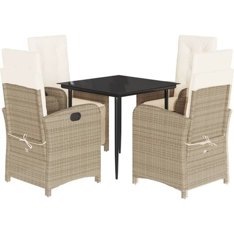 Maison Exclusive - 5-tlg. Garten-Essgruppe mit Kissen Beige Poly