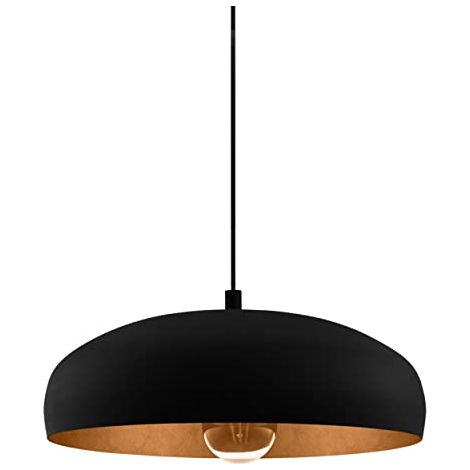 Lampadario Contemporaneo Mogano 1 Luce Acciaio Nero E Rame (1/4)