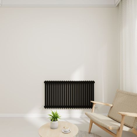 Stech Homes 600x1190mm Black Traditional 2 Column Horizontal Cast Iron Style Central Heating Radiator