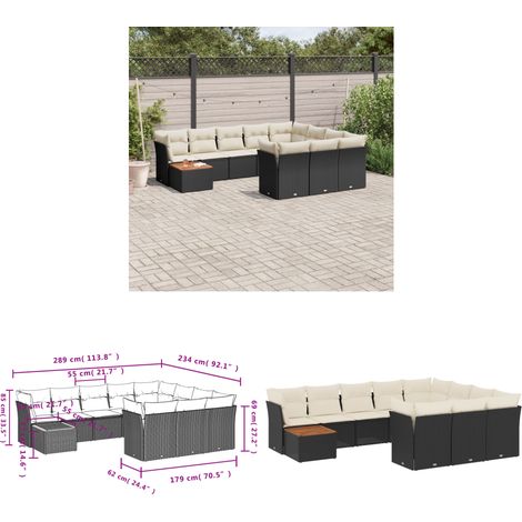 Salon de jardin 11 pcs avec coussins noir résine tressée - Ensemble Salon De Jardin - Meuble De Jardin - Meubles Extérieur - Salon De Jardin Design - Fauteuil De Jardin - Home & Living (1/3)